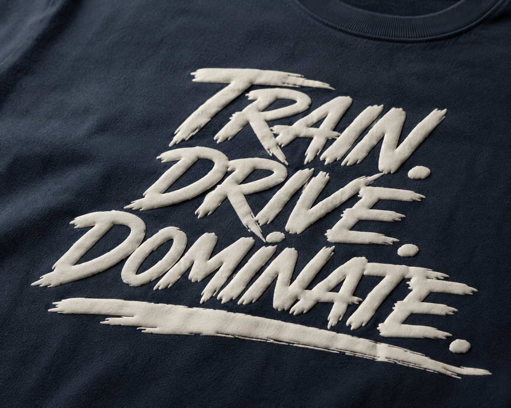 Train. Drive. Dominate. Puff Print Tee